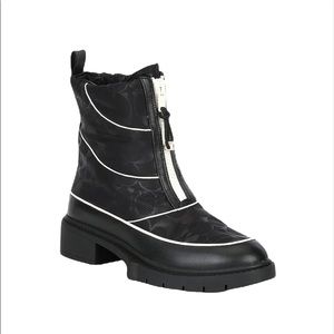 Coach Lenora Logo Print Zip Front Booties. Size 8, Black, NWT